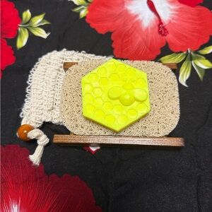 Yellow Honeycomb Soap with Bee Design